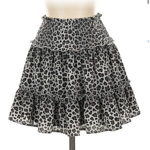 Altar'd State Black and Gray Cheetah Print Mini Skirt